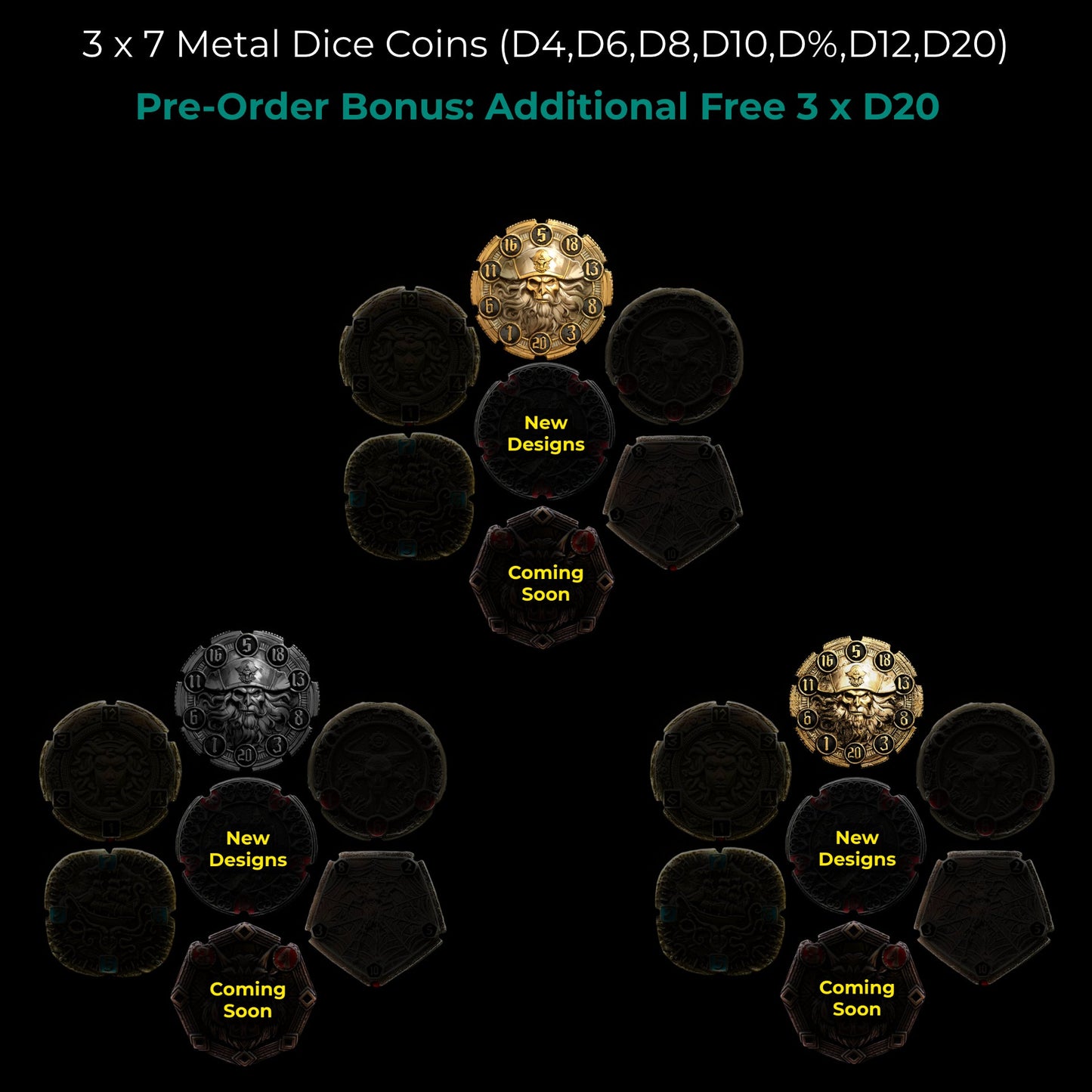 Flipdie Dice Coin Set: Pirate Theme Pre-Order (Delivery: April/2024)