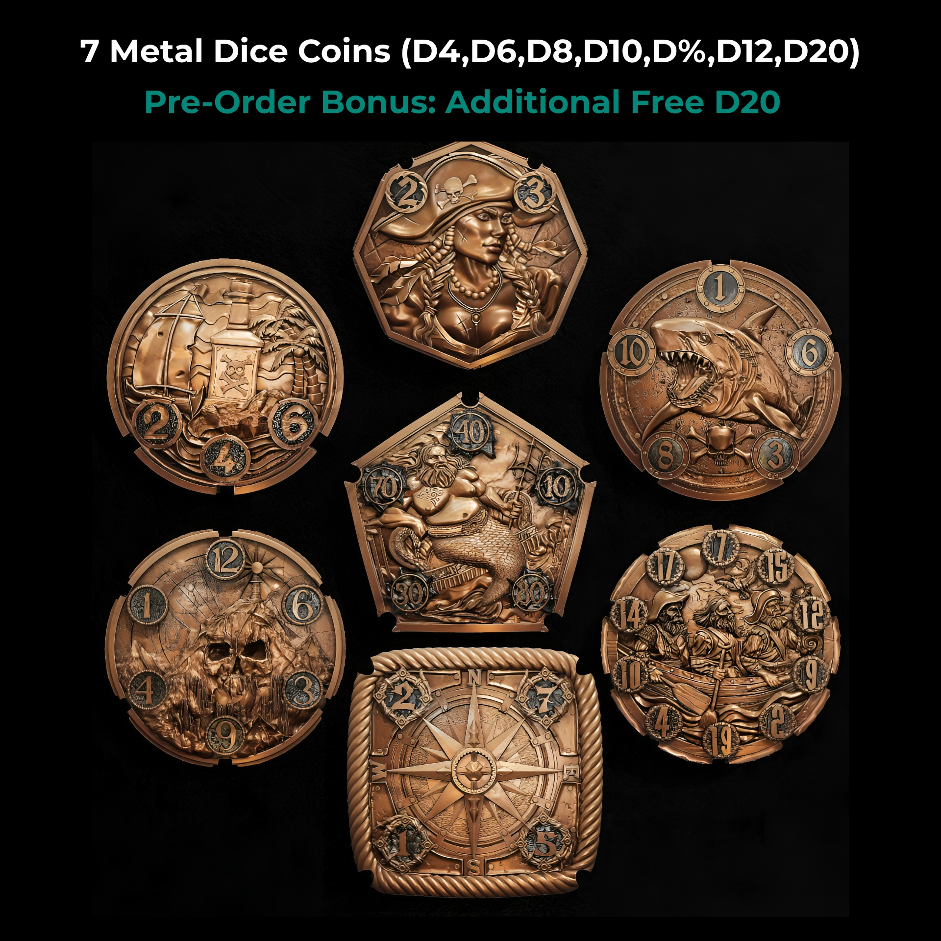 Flipdie Dice Coin Set: Pirate Theme Pre-Order (Delivery: Dec/2025 Flipdie Dice Coin Set: Pirate Theme Pre-Order (Delivery: Dec/2025