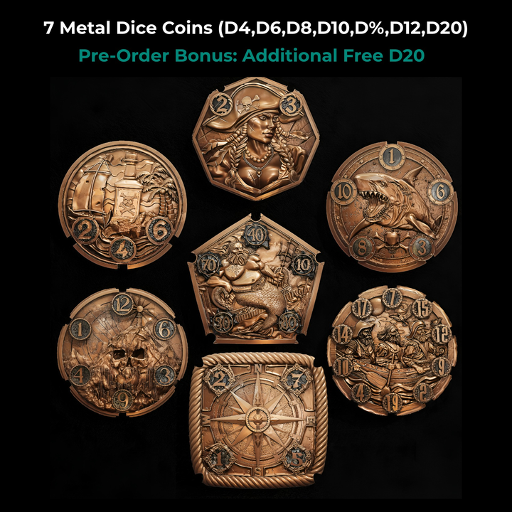 FlipDie Pirate — Metal Dice Coin Set