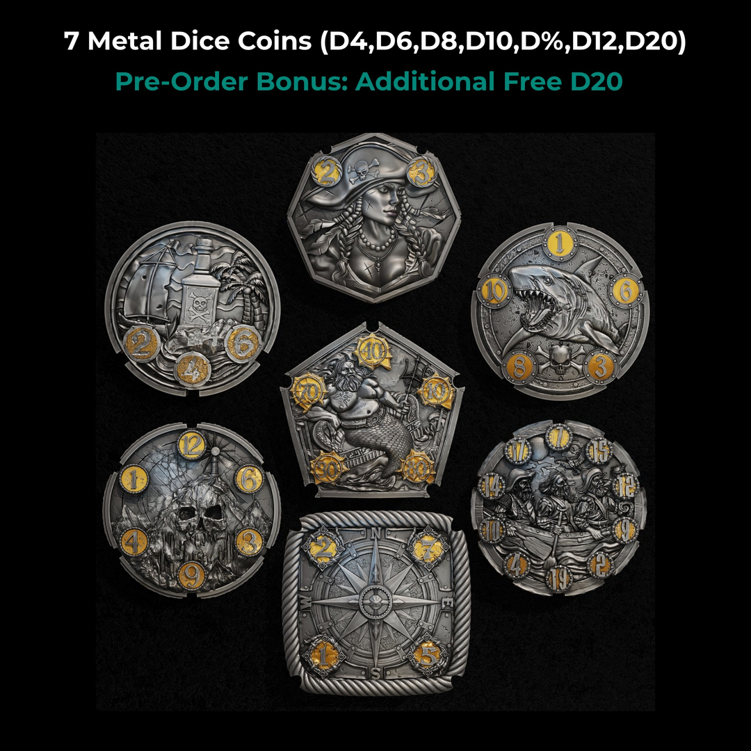 FlipDie Pirate — Metal Dice Coin Set