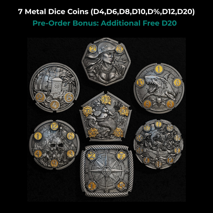 FlipDie Pirate — Metal Dice Coin Set