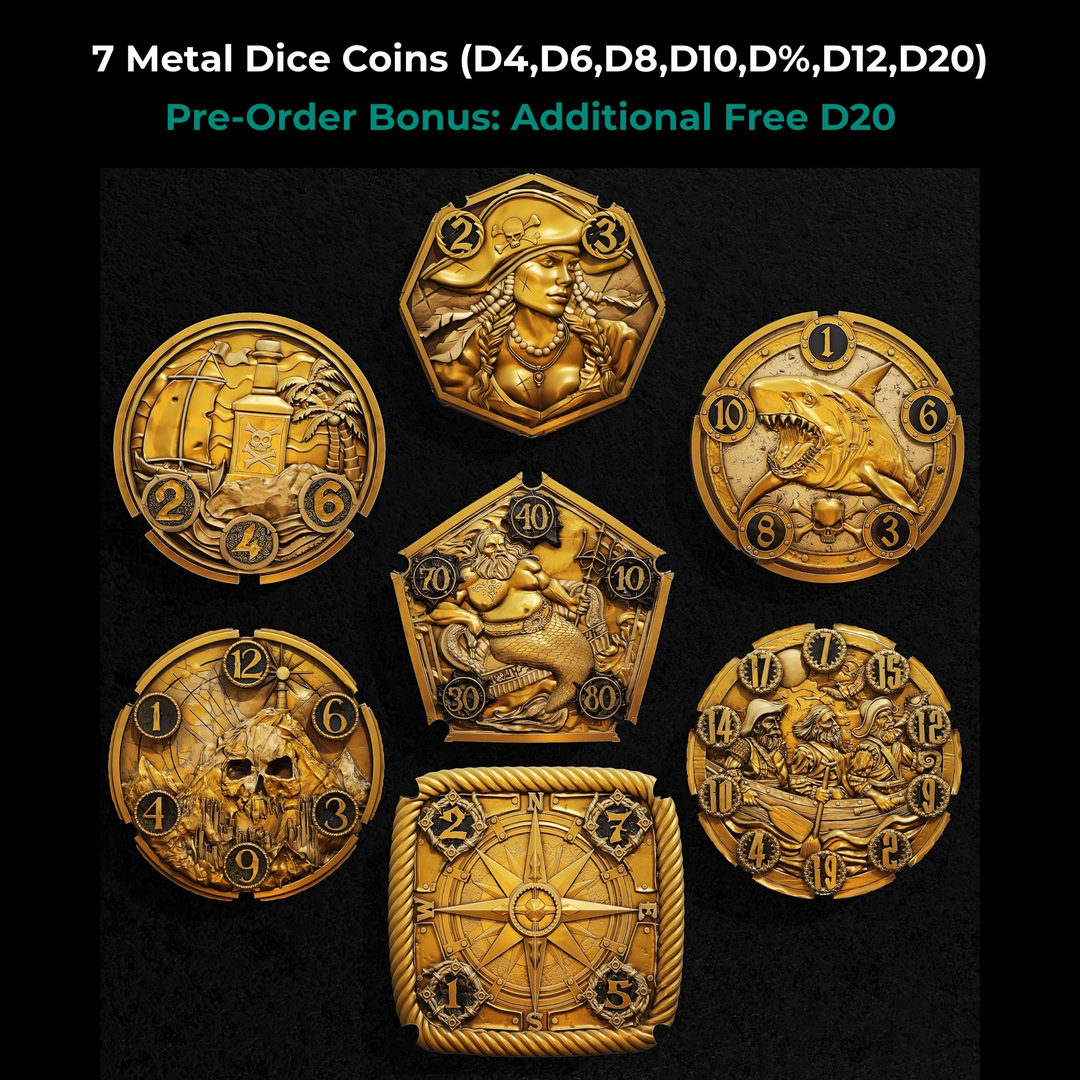 FlipDie Pirate — Metal Dice Coin Set
