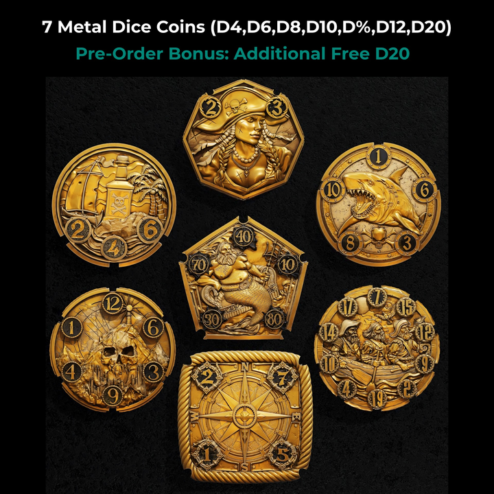 FlipDie Pirate — Metal Dice Coin Set