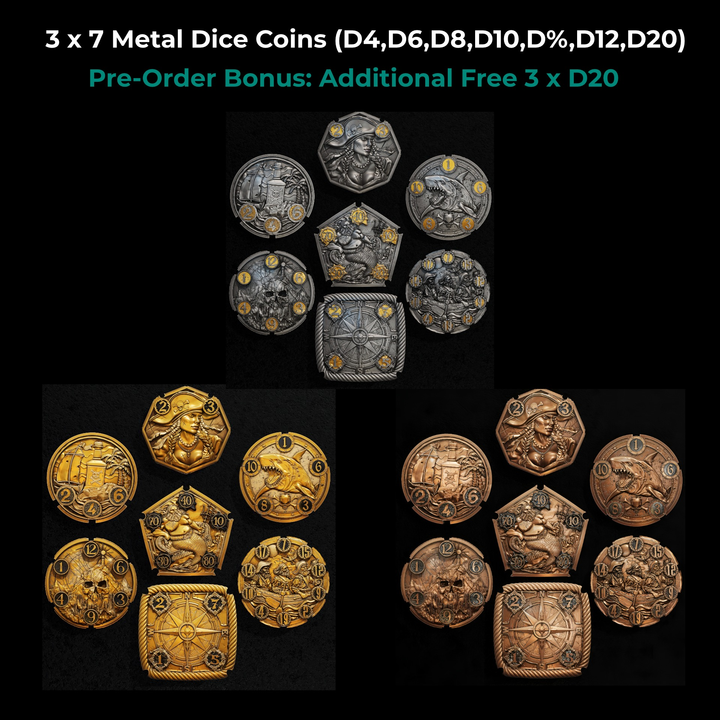 FlipDie Pirate — Metal Dice Coin Set
