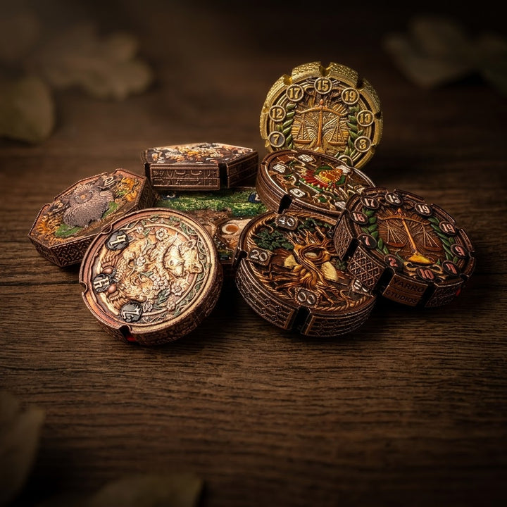 FlipDie Druid — Metal Dice Coin Set